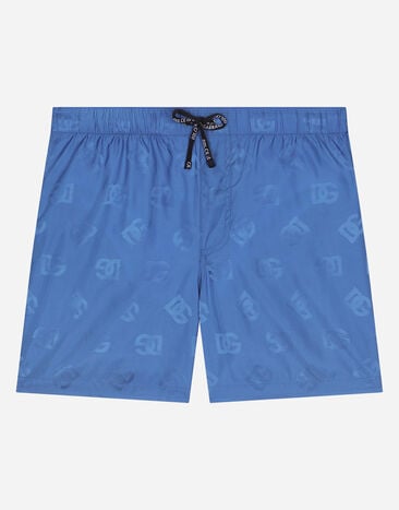DolceGabbanaSpa Nylon swim trunks with jacquard DG logo Blue L4J818G7KM9