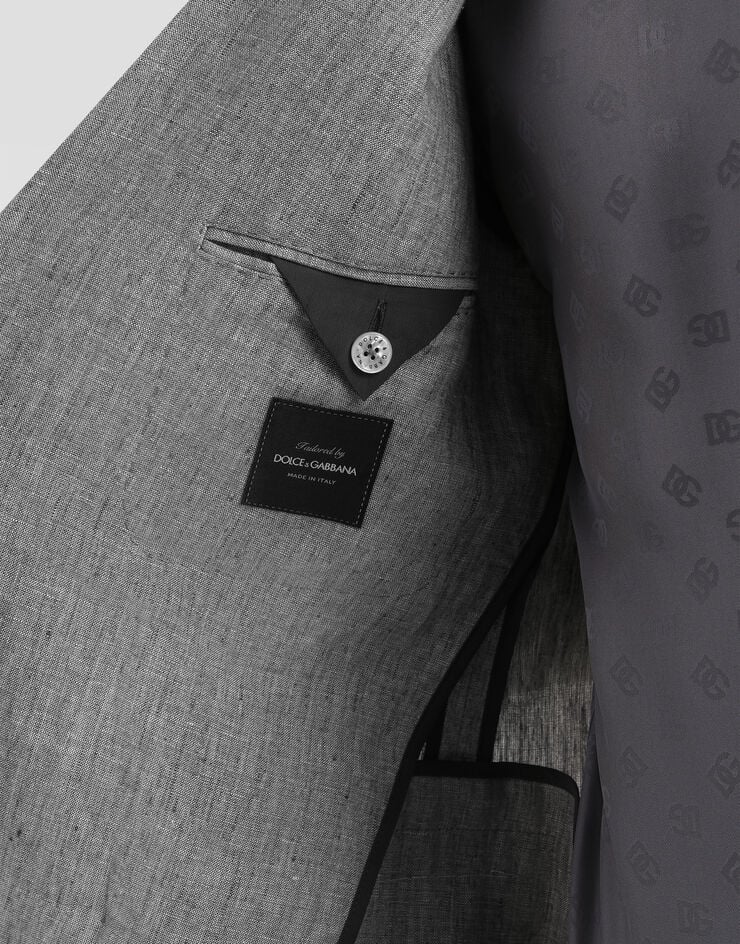 Dolce & Gabbana Sicilia light double-breasted jacket in linen canvas Grey G2QS7TFU4MF