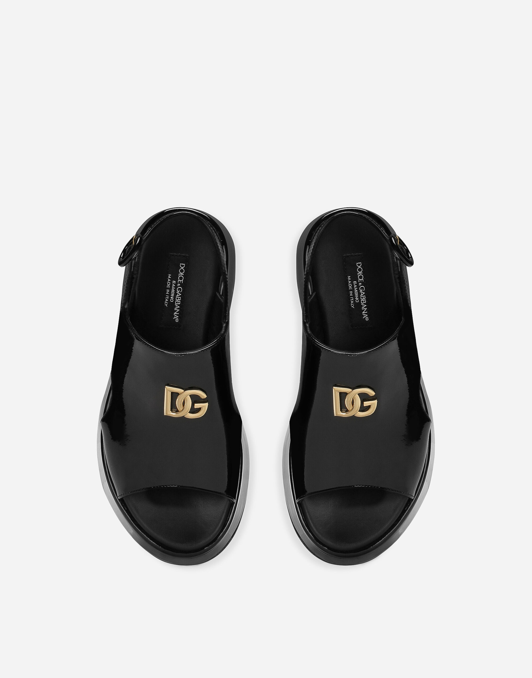 サンダル・ミュール Dolce&Gabbana Black Patent Leather Devotion Sandals Dolce&Gabbana Black patent leather Devotion sandals – Lord