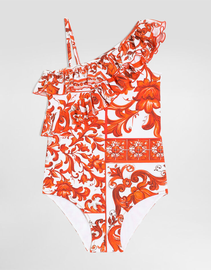 Dolce & Gabbana Majolica-print one-piece swimsuit Multicolor L5J880ON0GU