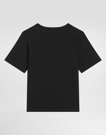 Dolce & Gabbana Jersey t-shirt with DG appliqué Black L4JTJRG7PTJ