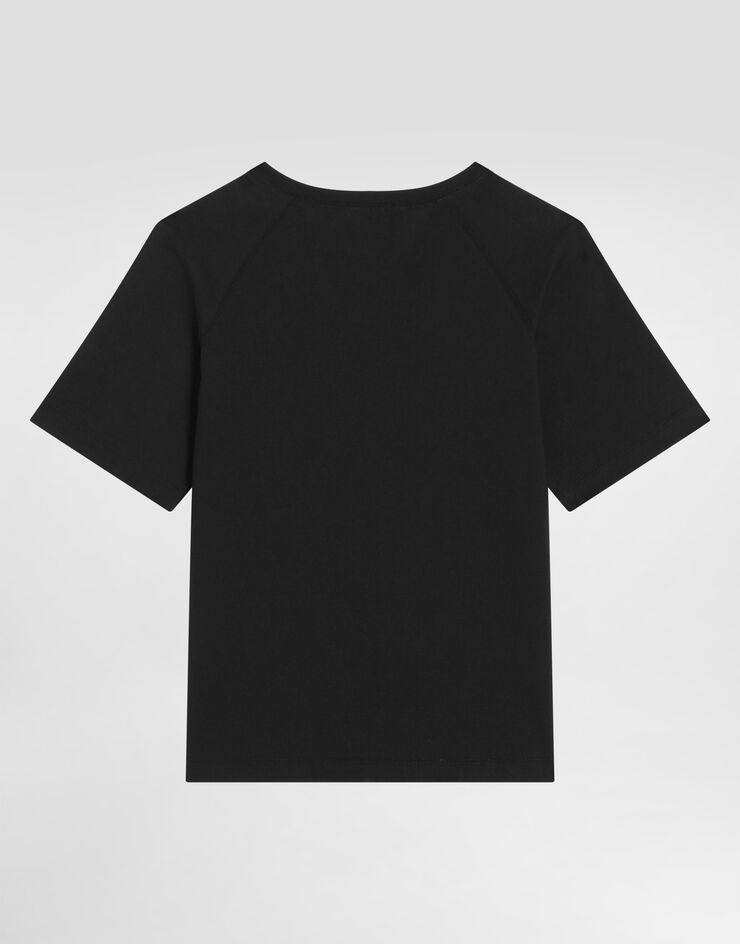 Dolce & Gabbana Jersey t-shirt with DG appliqué Black L4JTJRG7PTJ