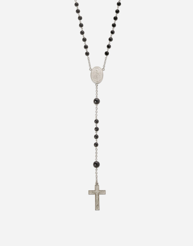 Dolce & Gabbana White gold rosary necklace Gold/Black WNHS1GWNFWH
