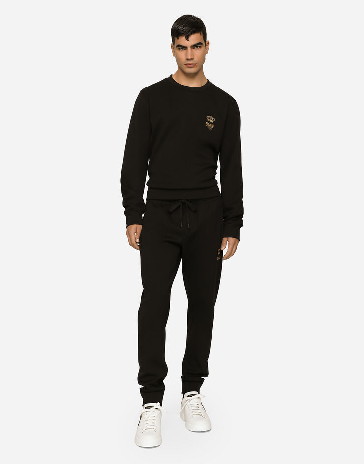 Dolce&Gabbana Sweat-shirt en jersey de coton à broderie Noir G9ABJZHU7H9