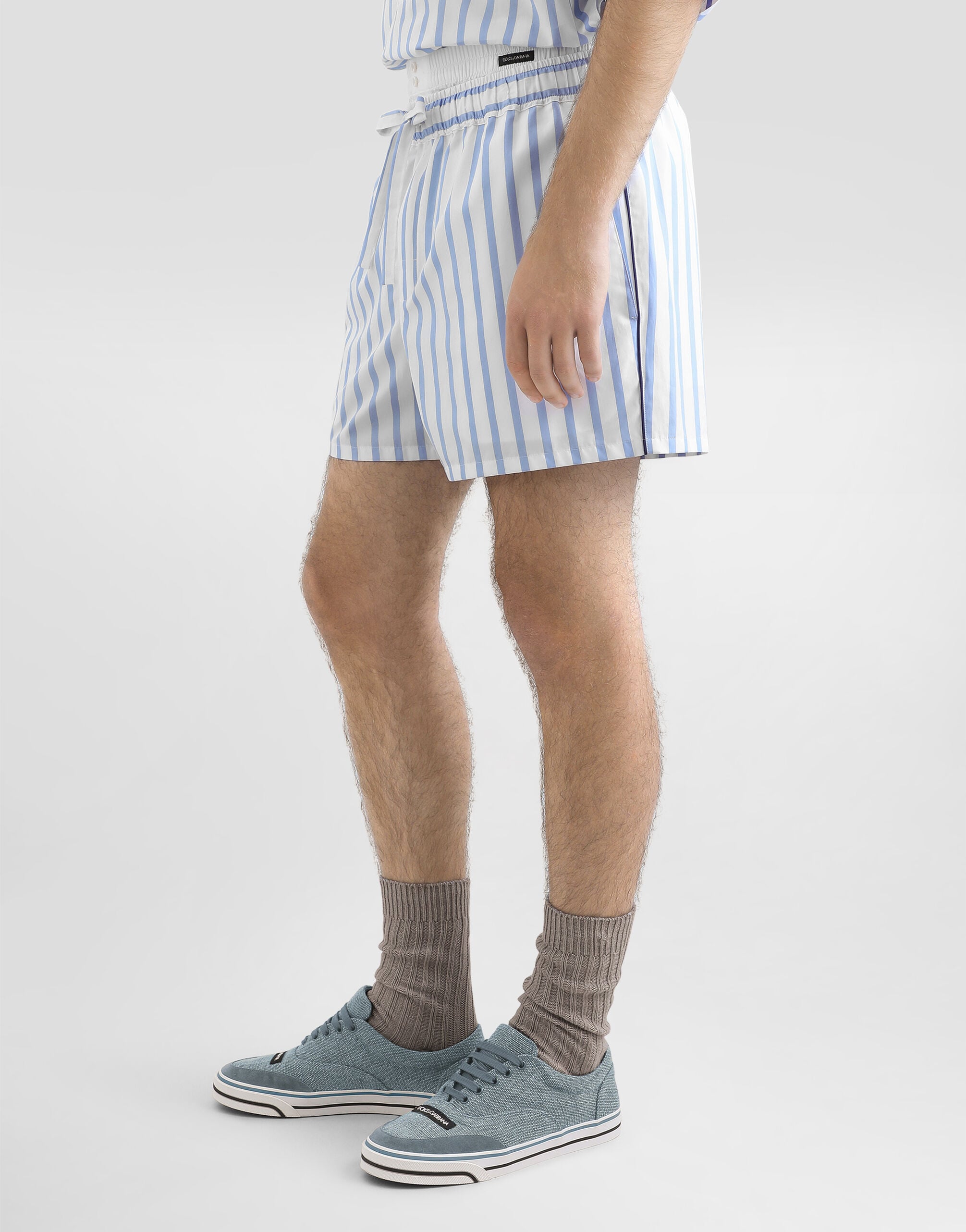 Striped poplin bermuda shorts in Multicolor for Men
