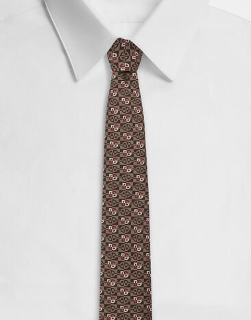 Dolce & Gabbana Silk jacquard tie with micro-designs and DG logo Multicolor GT149EG0WU1