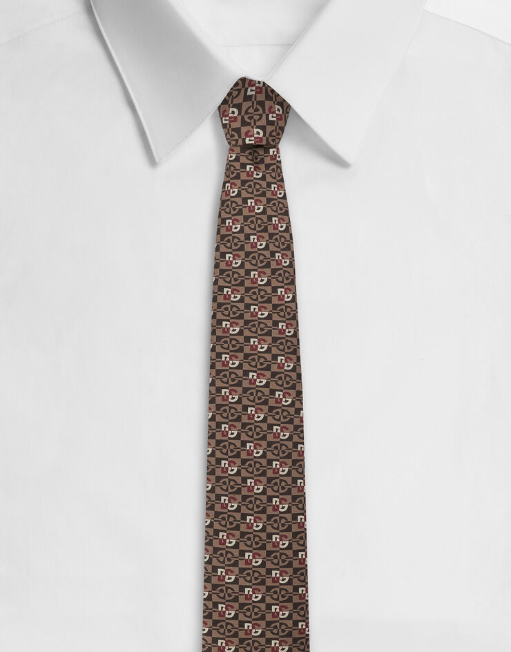 Dolce & Gabbana Cravatta in seta jacquard microdisegni logo DG Stampa GT147EG0WSP
