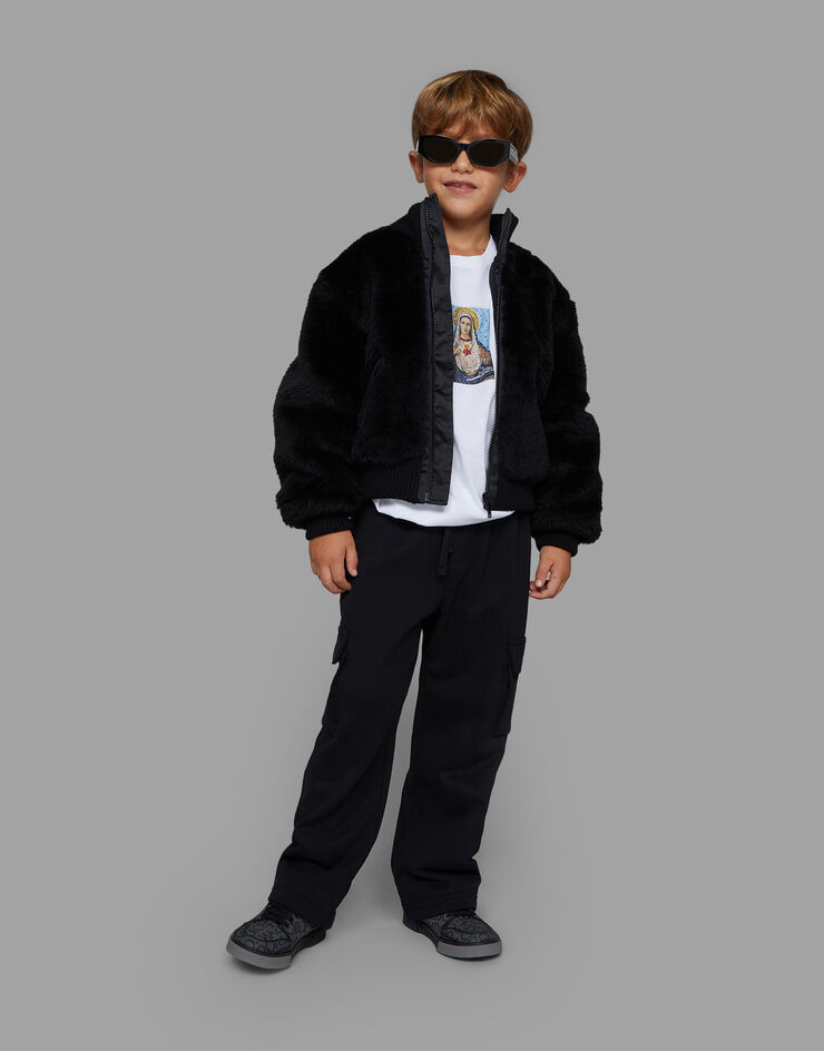 Dolce&Gabbana Faux fur bomber jacket with tag Black L42B70FUP08