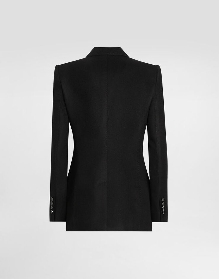 Dolce & Gabbana Double-breasted jacket in silk and Cashmere Black F29KKTGDDC0