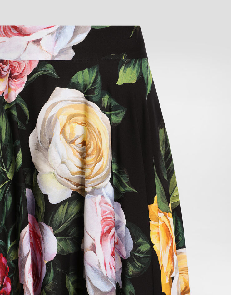 Dolce & Gabbana Юбка солнце миди из шармеза с принтом в виде пионов и роз Отпечатки F4C2RTFSA7B
