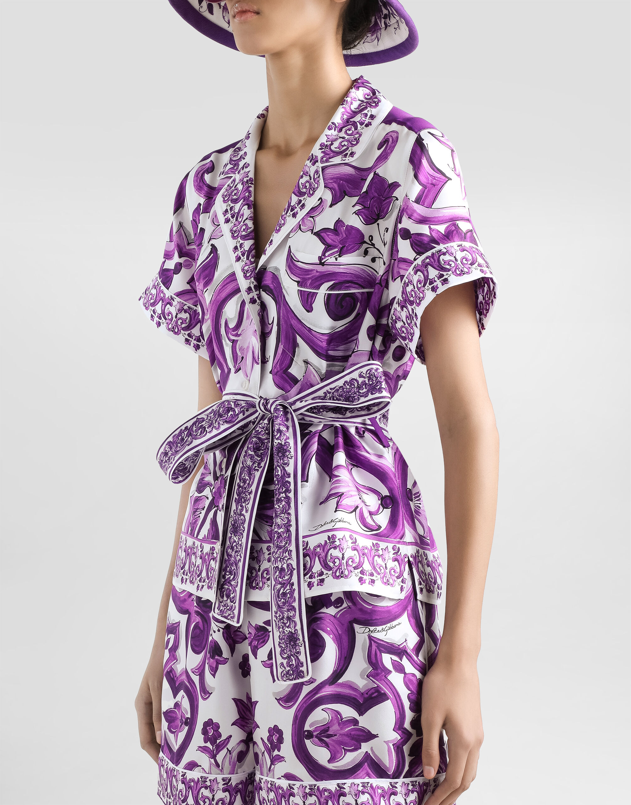 Majolica-print twill vanity shirt in Multicolor for Women