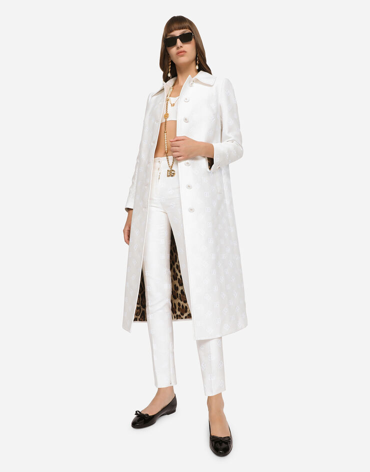 Dolce & Gabbana Jacquard coat with all-over DG logo White F0C4BTFJTBP