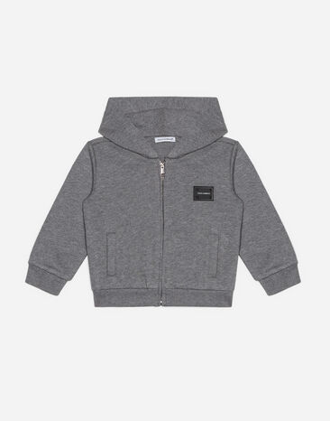 Dolce & Gabbana Jersey hoodie with plate Grey L1JW2VG7OLJ