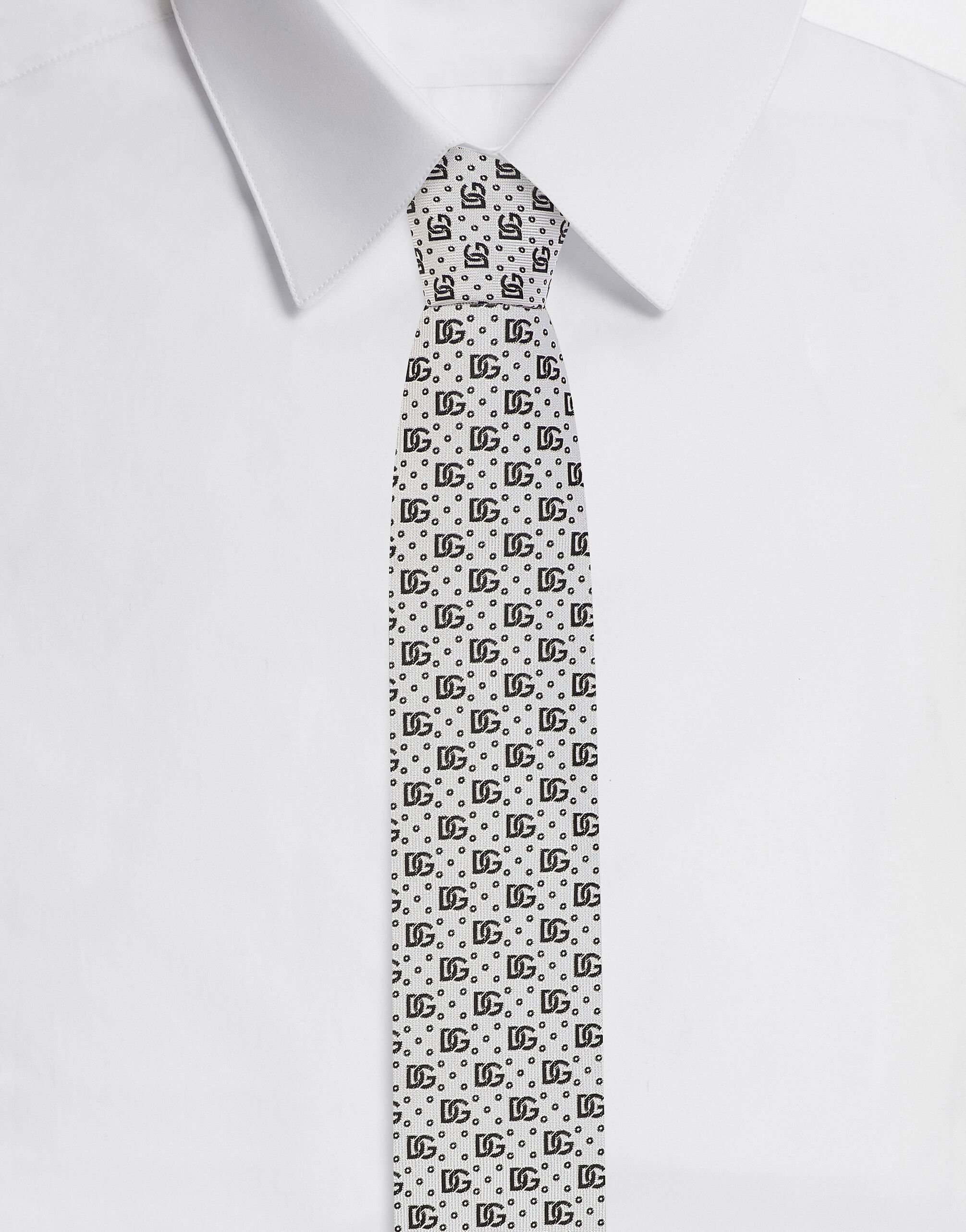 Dolce & Gabbana 8-cm silk jacquard blade tie with DG logo White GT147EG0UBU