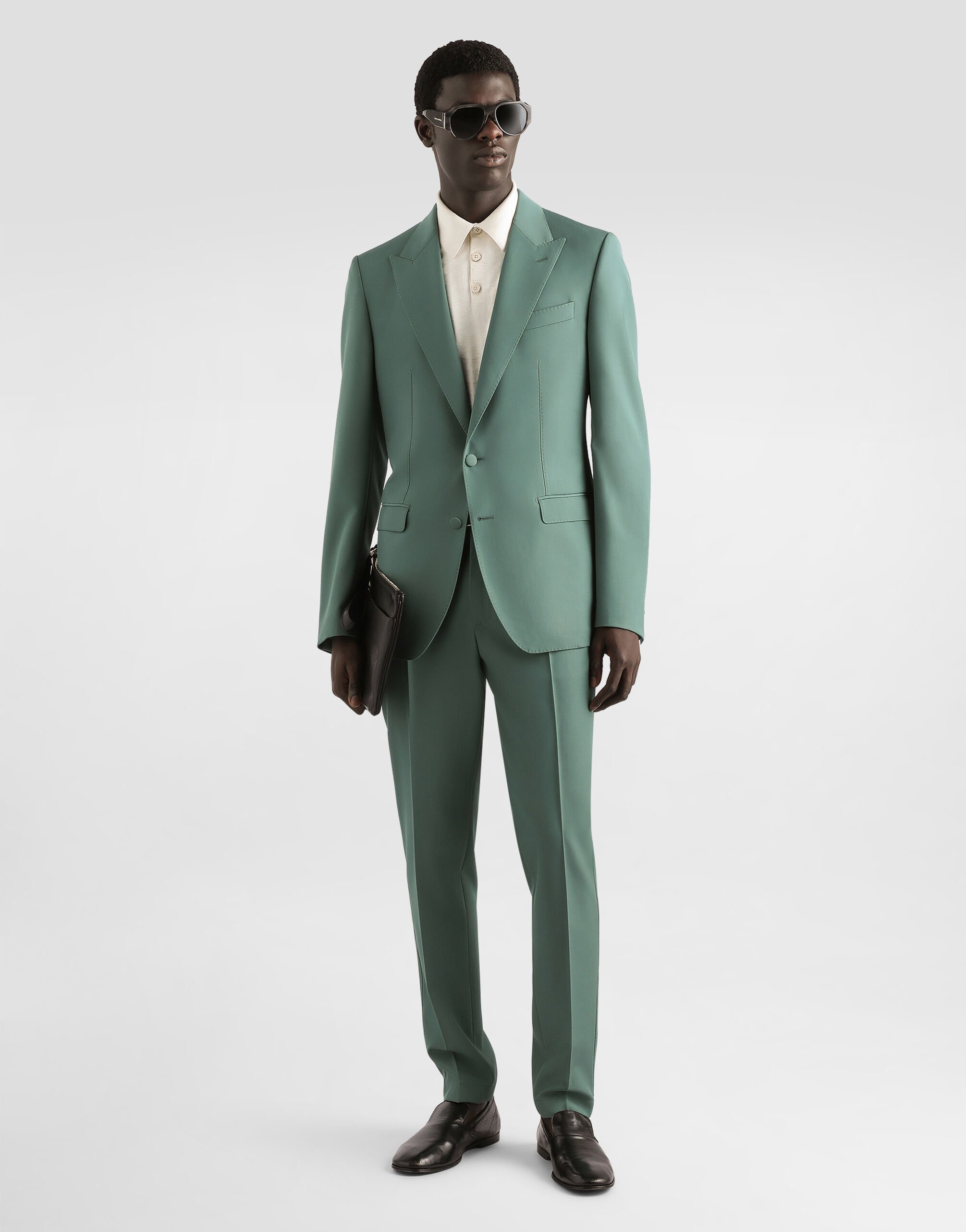 Single-breasted wool poplin jacket in Green for Men | Dolce&Gabbana®