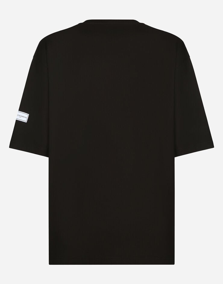 Dolce & Gabbana Short-sleeved T-shirt with DG logo patch Black G8PN9ZG7M2F