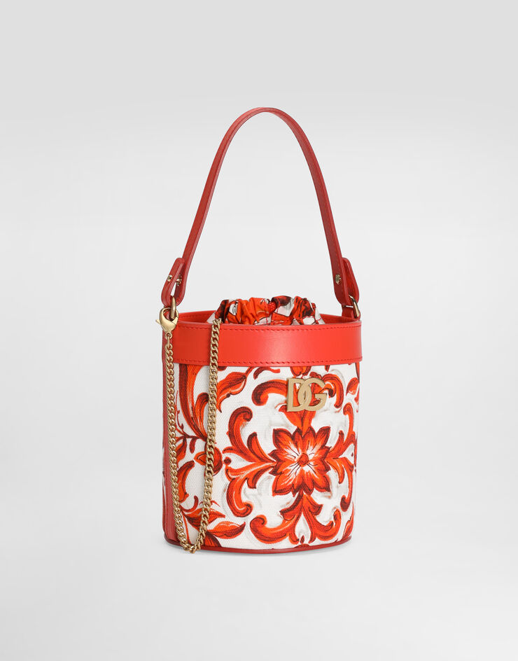 Dolce & Gabbana Bucket bag in majolica-print canvas Multicolor EB0266AY552