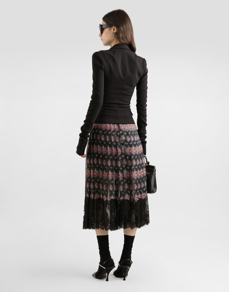 Dolce & Gabbana Small flower bouquets-print pleated chiffon skirt Multicolor F4DB4TFSSLB