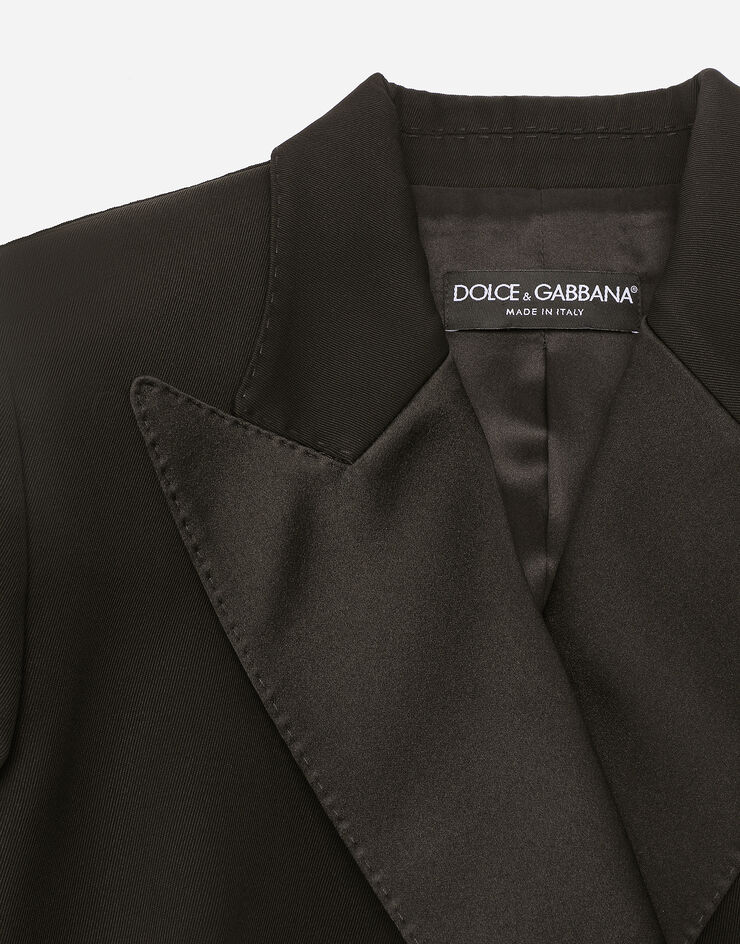 Dolce & Gabbana Giacca doppiopetto in tela di lana con spacchi laterali Nero F29ZMTFU28J