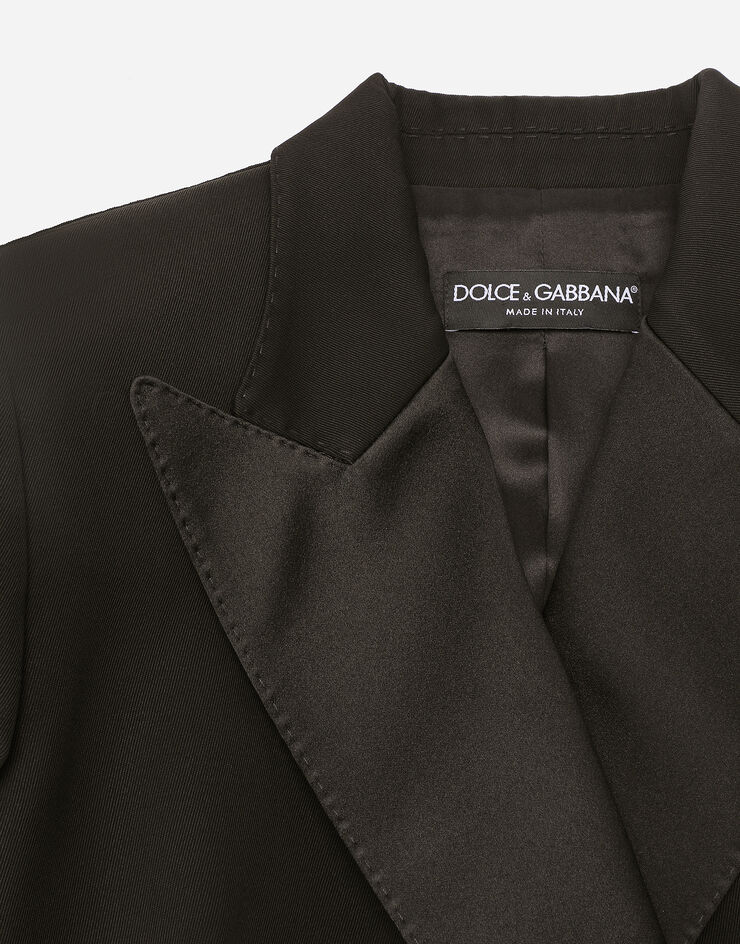Dolce & Gabbana Chaqueta de botonadura doble en paño de lana con aberturas laterales Negro F29ZMTFU28J