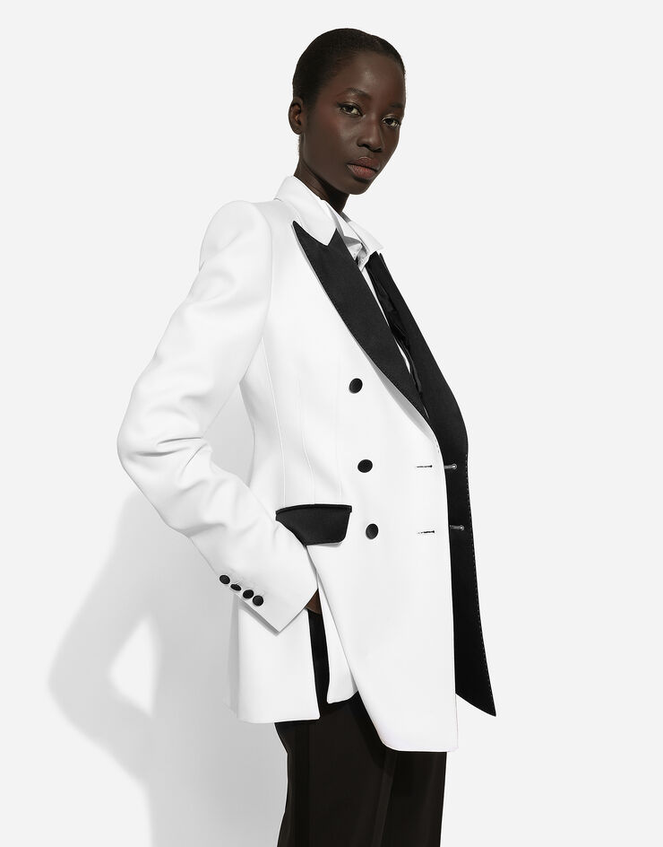 Dolce & Gabbana Двубортный пиджак-смокинг Turlington из фая белый F29YMTFU3R1