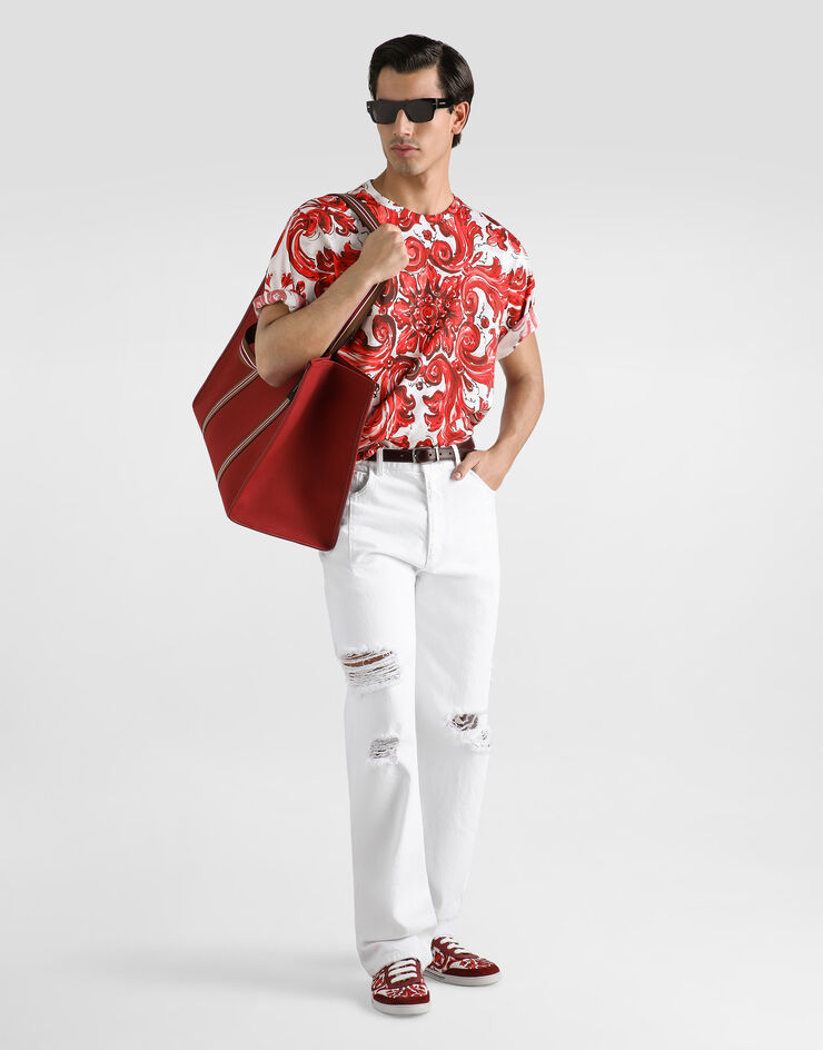 Dolce & Gabbana Majolica-print cotton t-shirt Dolce & Gabbana Majolica-print cotton t-shirt Multicolor G8PN9TII7KO