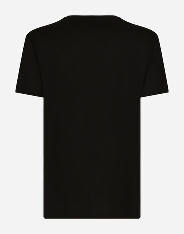 Dolce & Gabbana Cotton T-shirt with Dolce&Gabbana logo print Black G8RN8TG7NUC