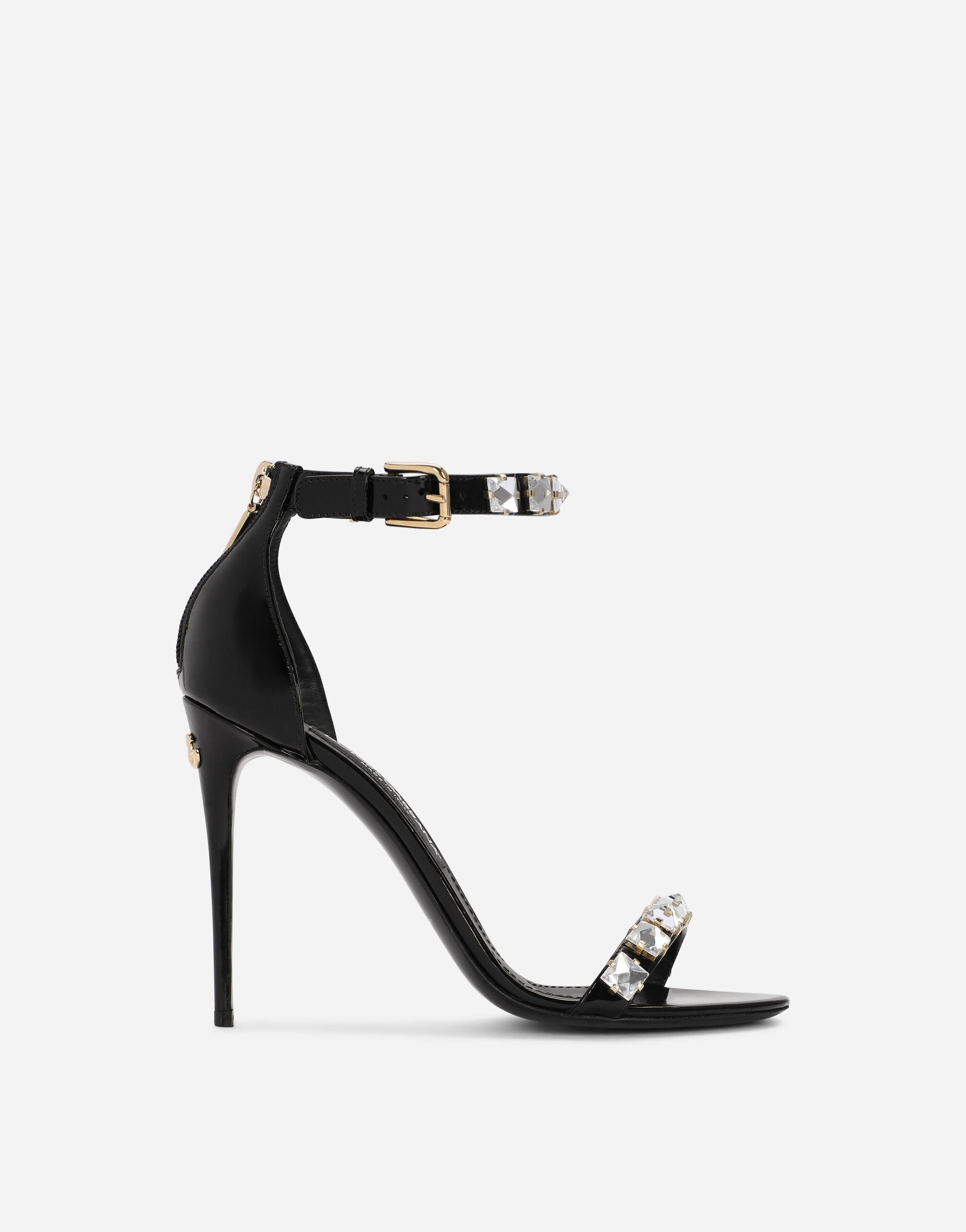 Dolce & Gabbana Polished calfskin sandals with rhinestones Gold BB7544AY828