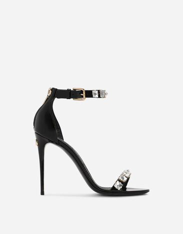 Dolce & Gabbana Polished calfskin sandals with rhinestones Gold L54I80G7K2T
