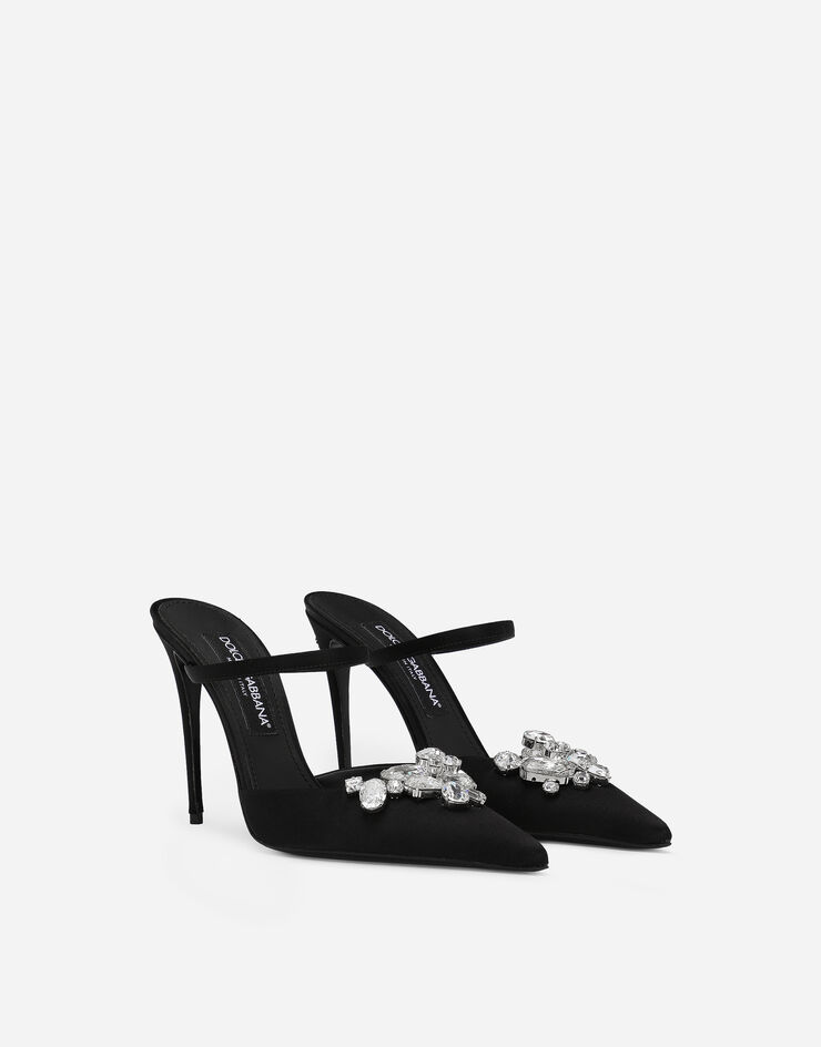 Dolce & Gabbana Satin mules with embroidery Black CI0166AQ521