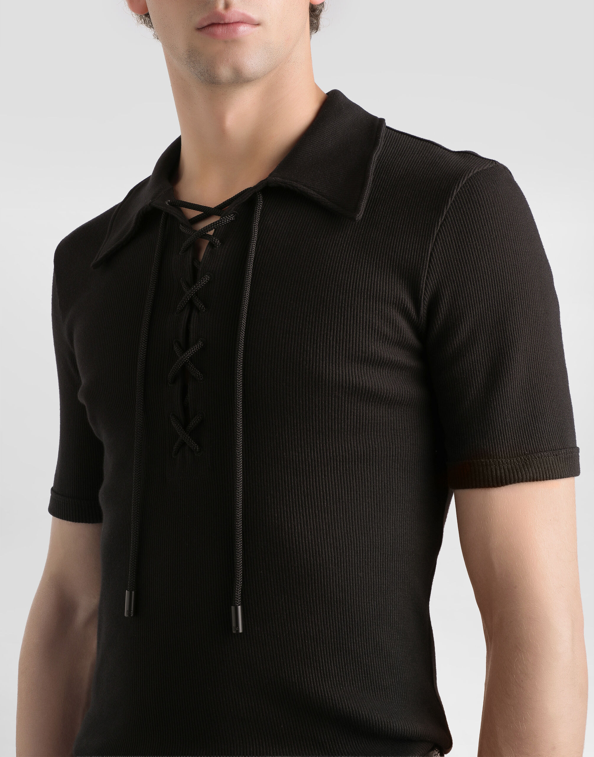 DOLCE & GABBANA ブラックポロシャツ Blackのメンズ コットン インターロック ポロ Tシャツ | Dolce&Gabbana®