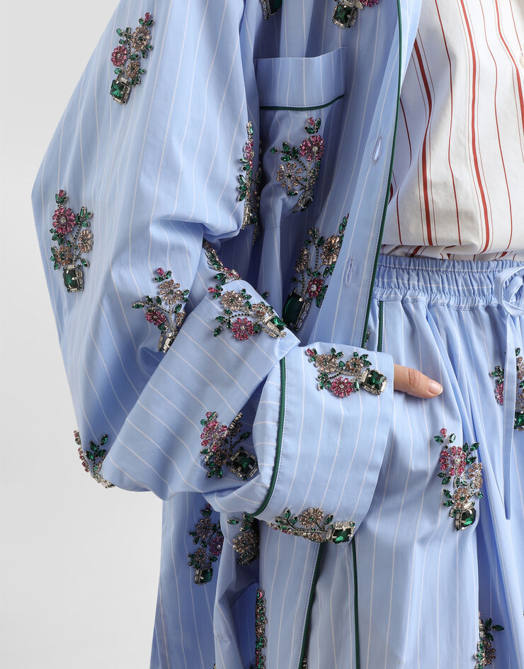 Dolce & Gabbana Poplin vanity shirt with crystal flower embroidery Dolce & Gabbana Poplin vanity shirt with crystal flower embroidery Multicolor F5U32ZGDDSM