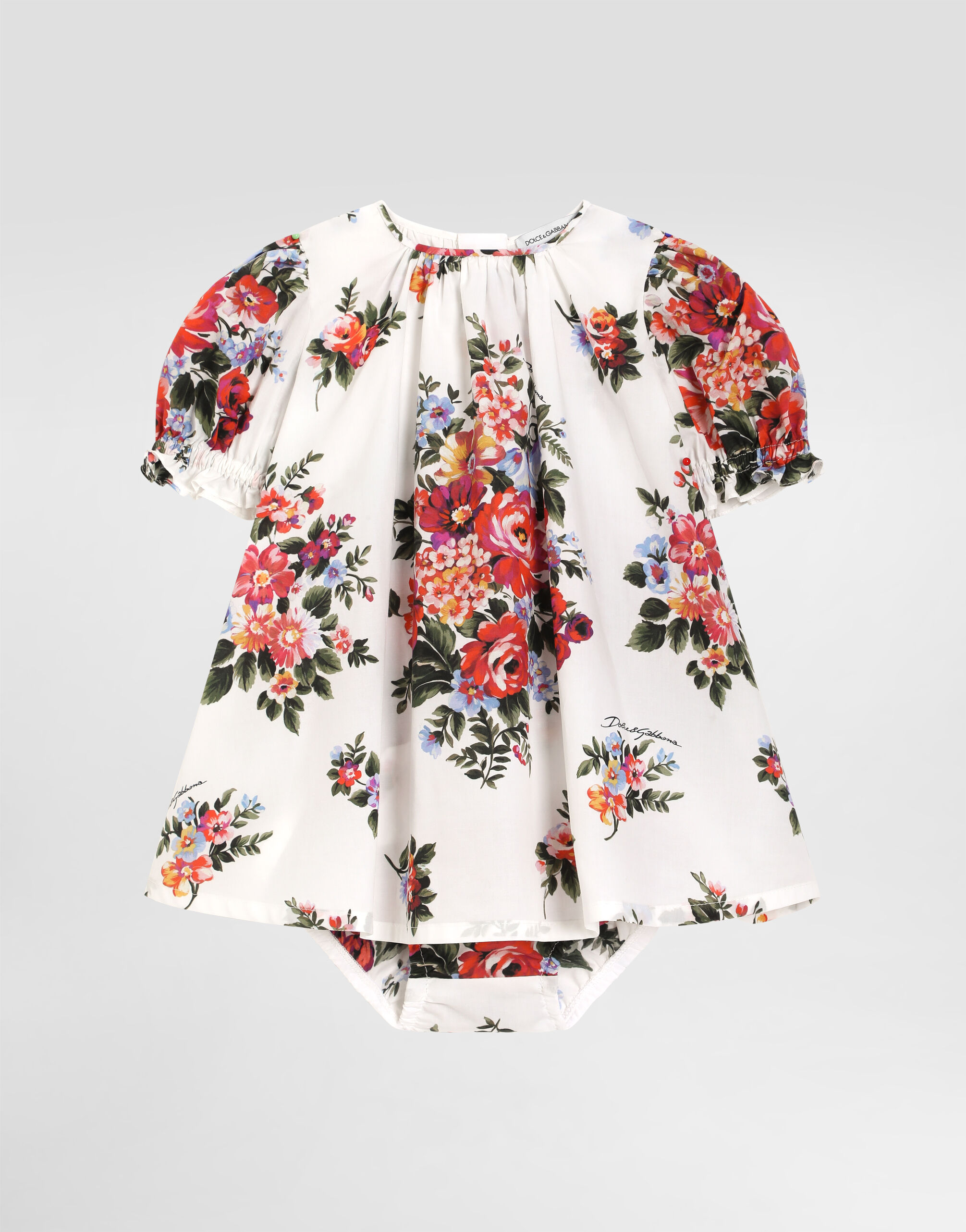 Flower bouquet-print light poplin dress in Multicolor for Girls
