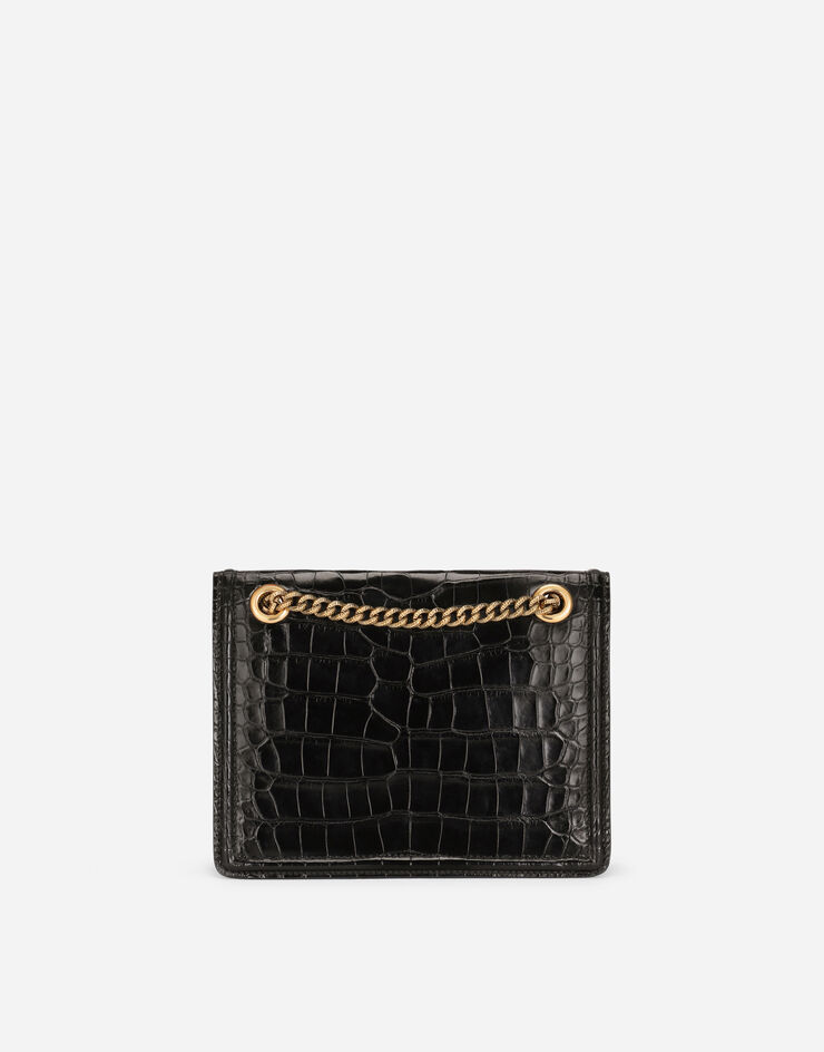 Dolce & Gabbana Medium crocodile skin Devotion bag BLACK BB6641A2R08