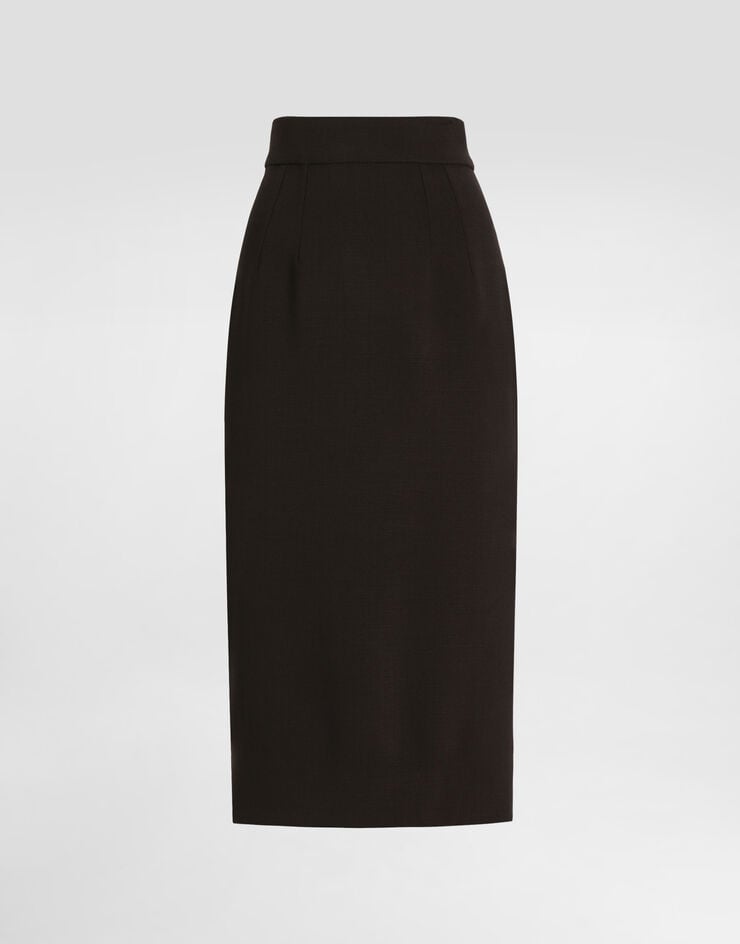 Dolce & Gabbana Stretch wool pencil skirt Black F4DCNTFUBCE