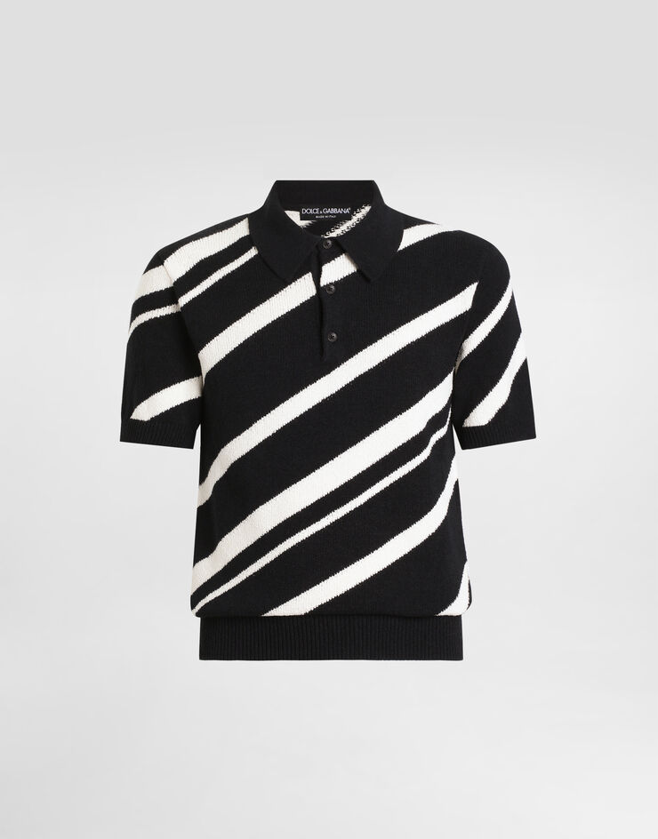 Dolce & Gabbana Jersey polo de algodón de manga corta con intarsia a rayas Multicolor GXZ64TJFMMS