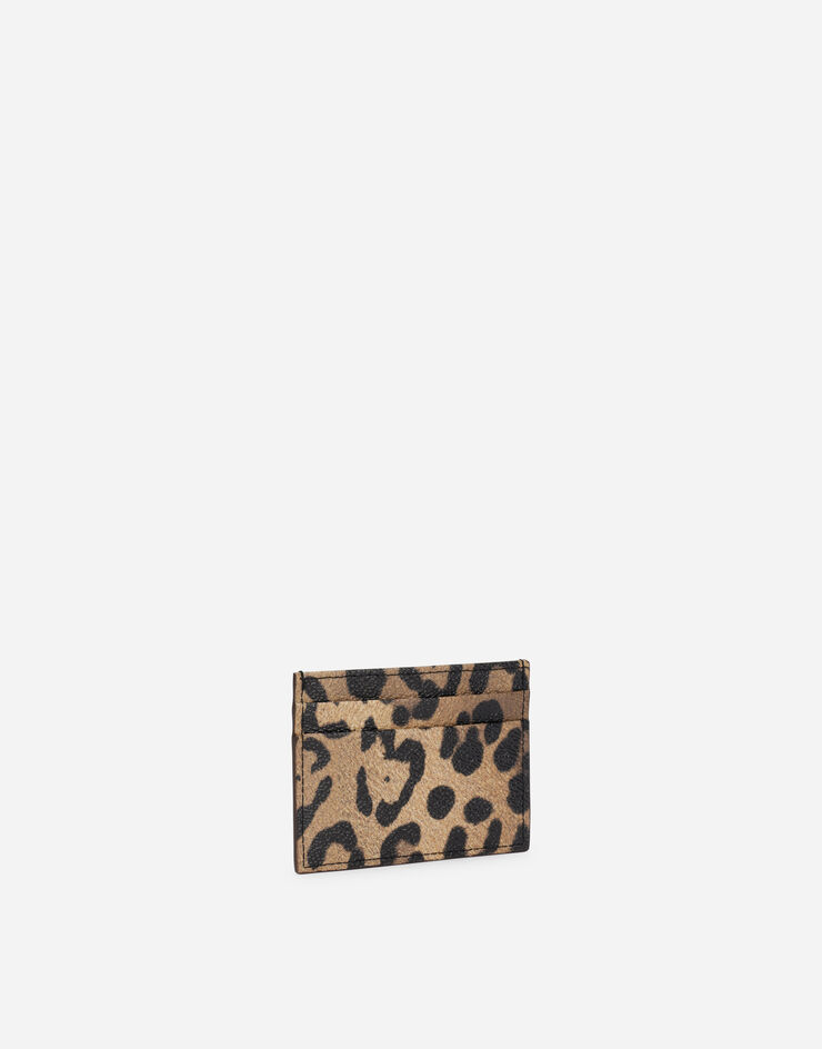 Dolce & Gabbana Leopard-print Crespo card holder with branded plate Mehrfarbig BI0330AW384