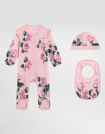 Dolce & Gabbana 3-piece jersey gift set with rose print White L11O90G7N3H