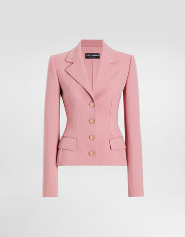 Dolce & Gabbana Single-breasted wool crepe Dolce jacket Pink F6GAUTFU2L8
