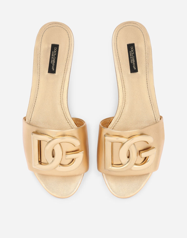 Dolce & Gabbana DG 徽标 Mordoré 纳帕皮革拖鞋 金 CQ0455A1016