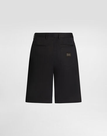 Dolce & Gabbana Bermudas de algodón elástico con placa con logotipo Azul GVC4HTFUFMJ