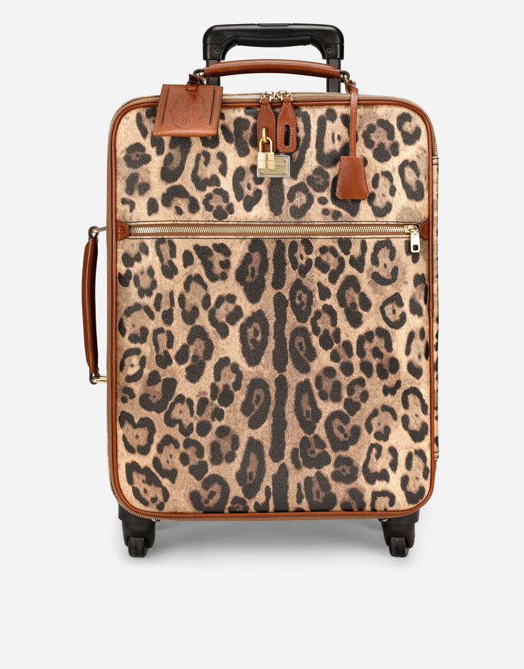 Dolce & Gabbana Trolley mediano en crespo estampado leopardo con placa con logotipo Multicolor BB6202AW384