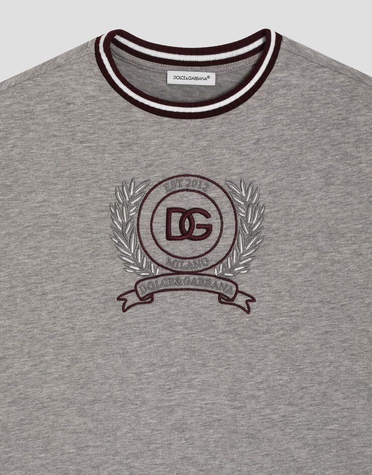 Dolce & Gabbana Jersey t-shirt with crest embroidery Dolce & Gabbana Jersey t-shirt with crest embroidery Grey L4JTJWG7PUZ