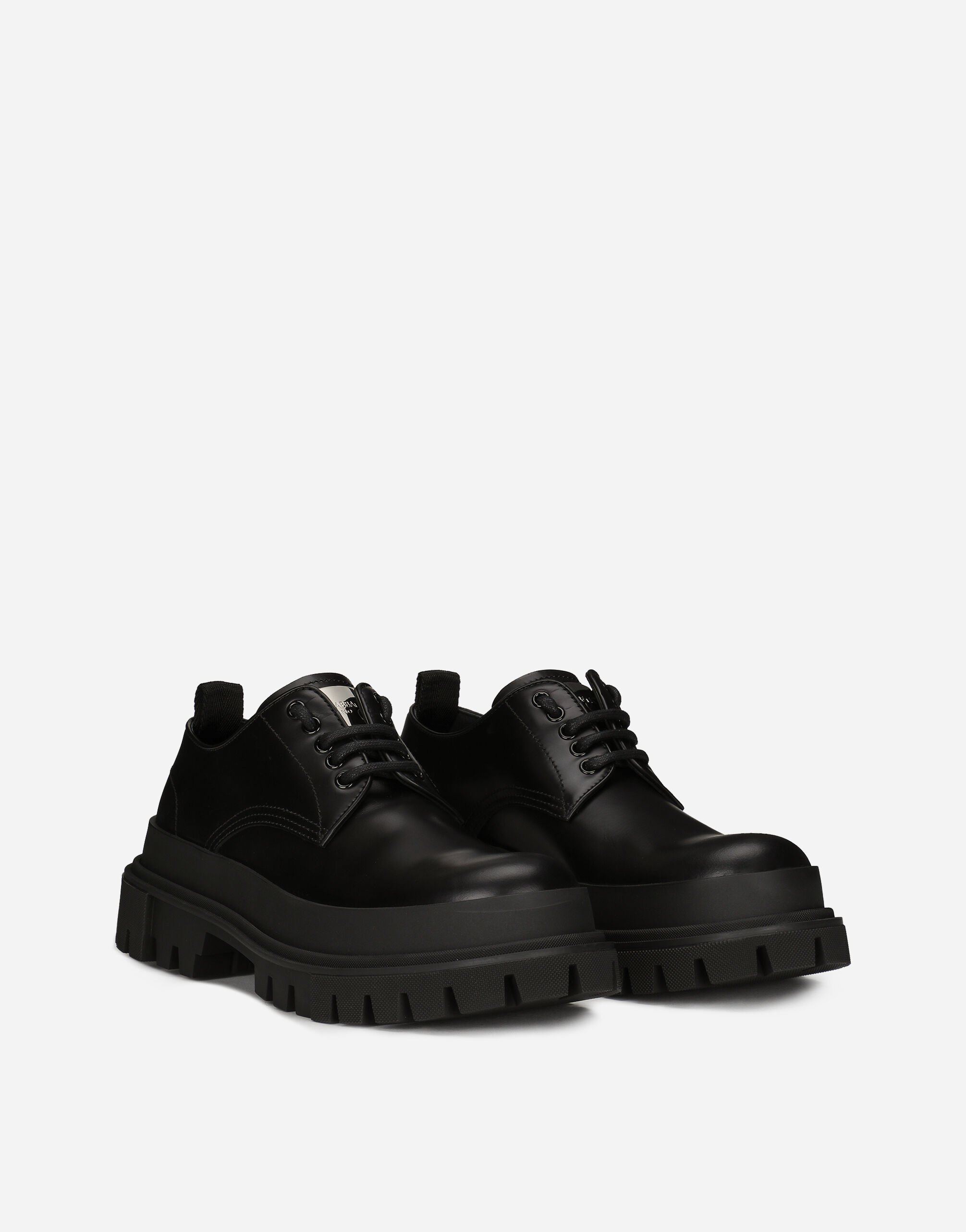 Calfskin hi trekking Derby shoes in Black for Dolce Gabbana US