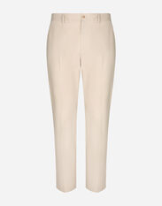 Dolce & Gabbana Stretch cotton pants with branded tag Beige GV4EETFU4JB