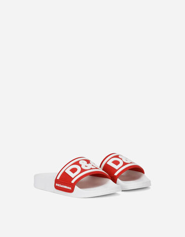 Dolce & Gabbana Rubber sliders with logo print White DD0320AQ858
