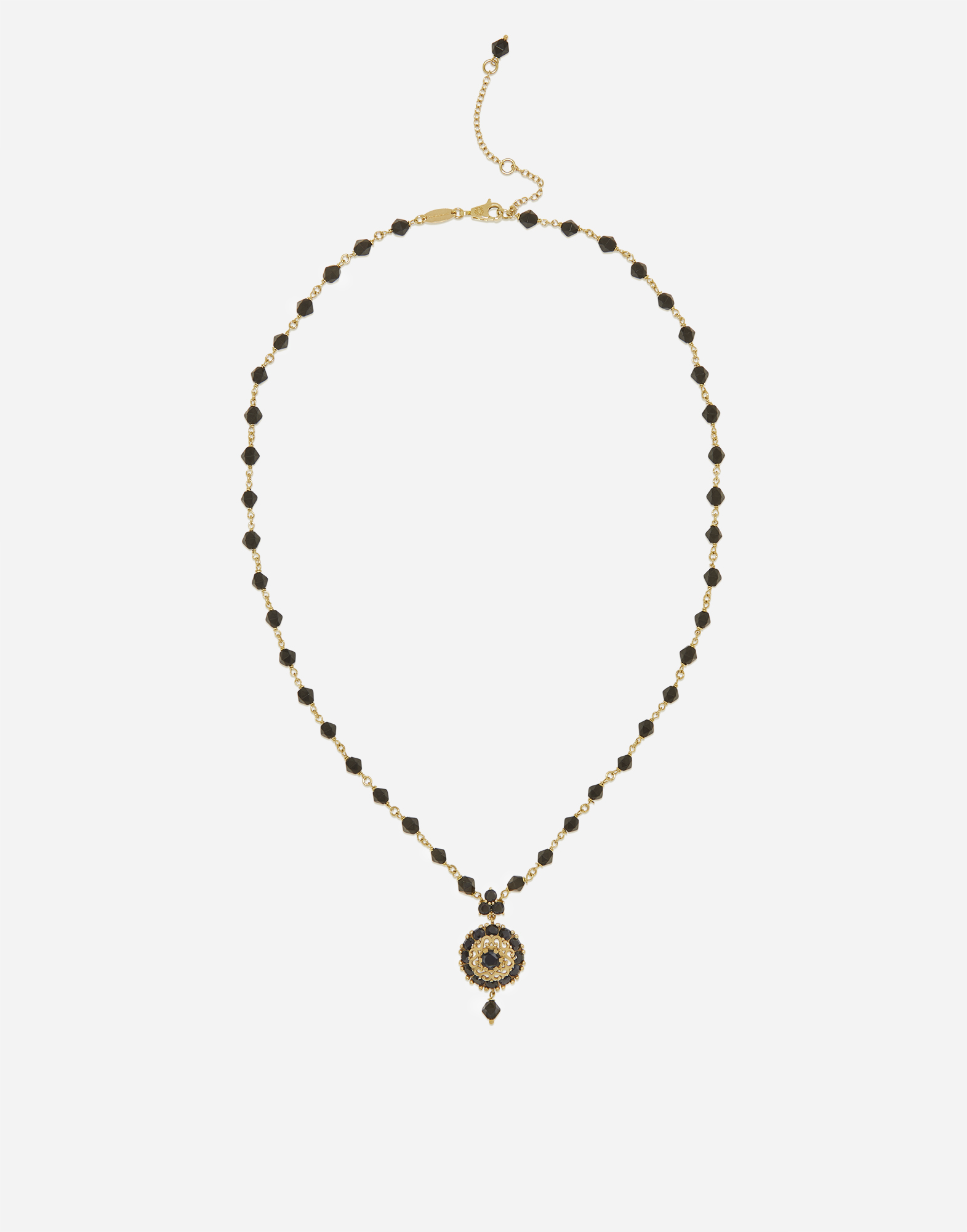 Dolce & Gabbana Collar de jades negros con colgantes de zafiros Dorado WADC2GW0001