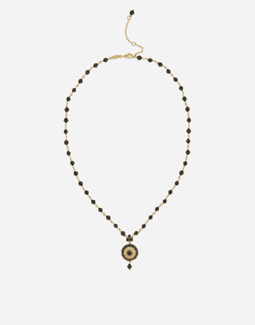 Dolce & Gabbana Necklace with black jade and sapphire pendant Gold WADC2GW0001