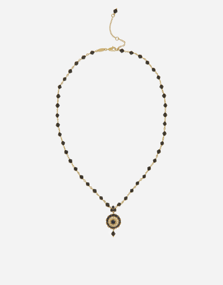 Dolce & Gabbana Ожерелье с черными нефритами с подвеской из сапфиров ЗОЛОТОЙ/ЧЕРНЫЙ WAKS3GWSABK