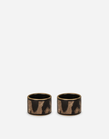 Dolce & Gabbana Set 2 Medium Porcelain Napkin Rings Multicolor TCGS03TCAEM